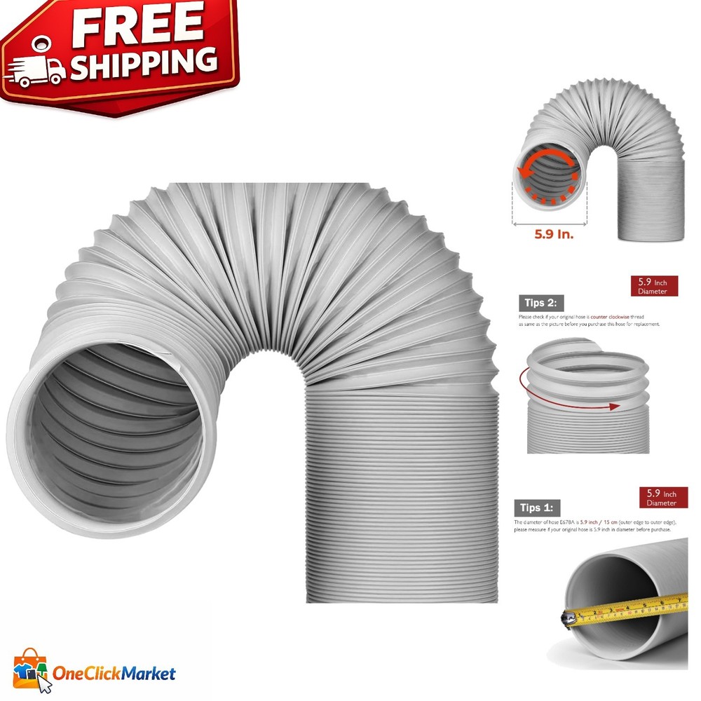 Expandable 78 Inch Air Conditioner Exhaust Hose - 5.9 Inch Diameter, Odor-Free