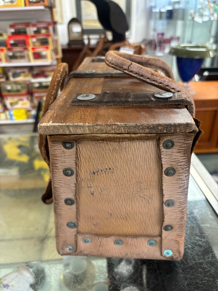 Vintage Leather & Wood Engineers Tool Box/ Case - Circa 1940's