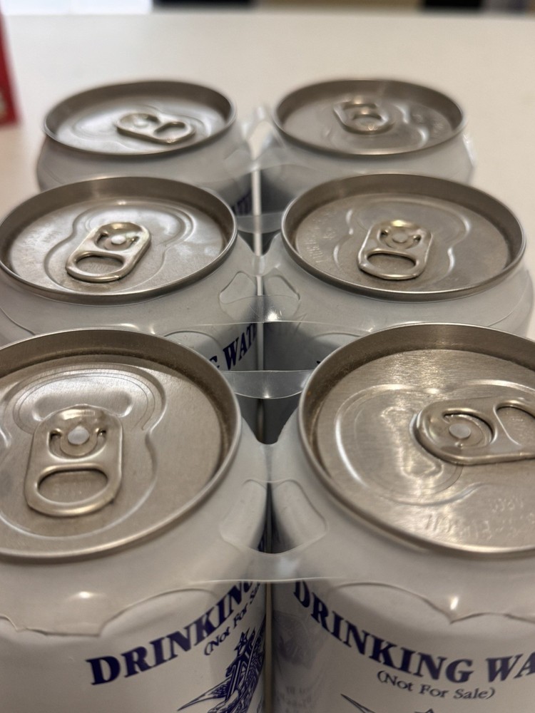 ANHEUSER BUSCH EMERGENCY DRINKING WATER 6/12 OZ.  ALUMINUM CANS FULL 6/13/04