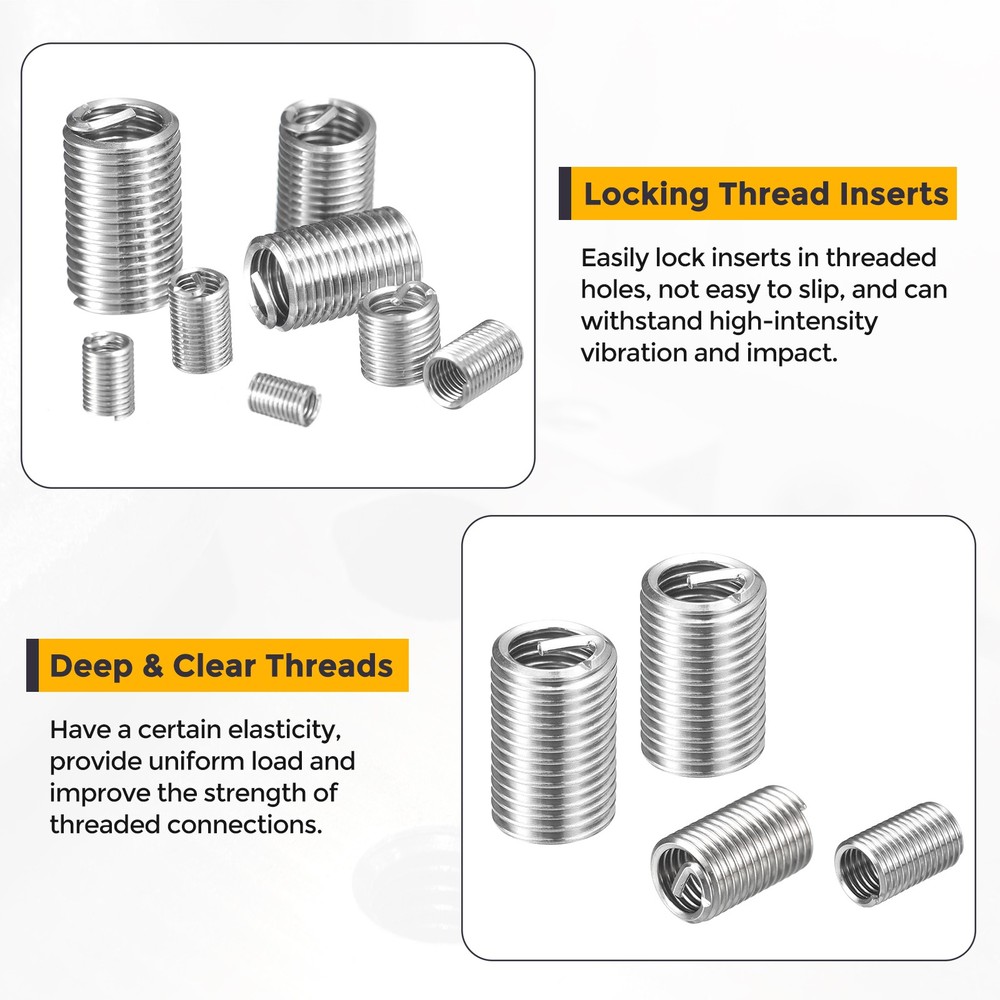 50pcs Wire Thread Inserts M4 x 0.7 x 1D Metric Helical Threaded Sleeve