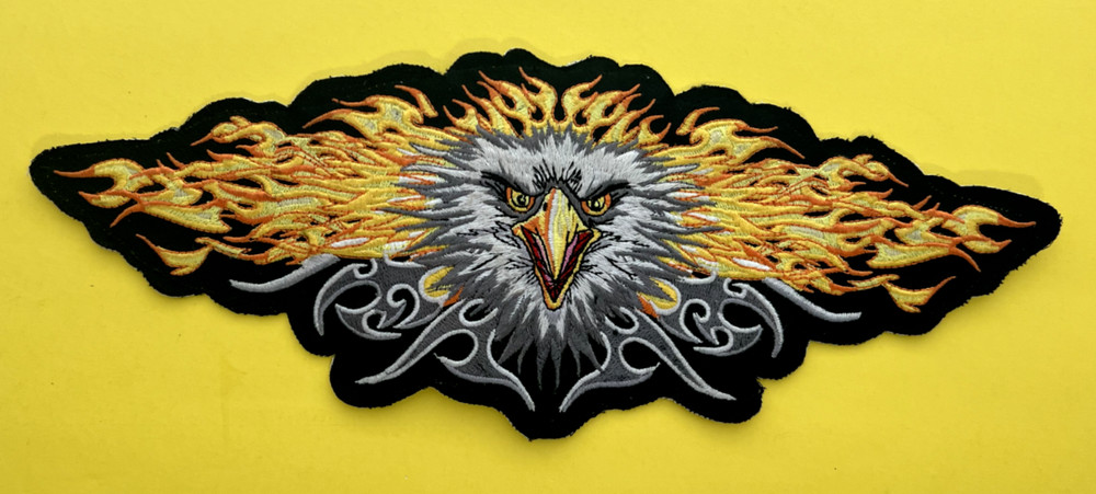 FIRE and EAGLE Patch 4.5"x11.75" ~ Bird Fire ~ Iron On or Stitch