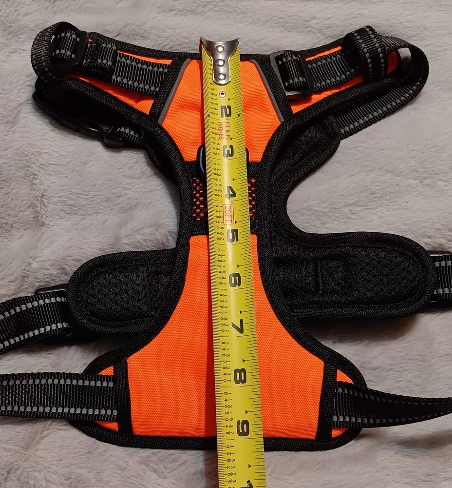 PHOEPET Upgraded No Pull Dog Harness Reflective Adjustable Vest Medium Orange