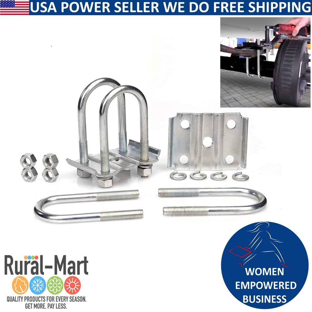 New Trailer U Bolt Kit for 3500lbs 2-3/8" Round Axle 5-1/2" Long 1/2" dia -20079