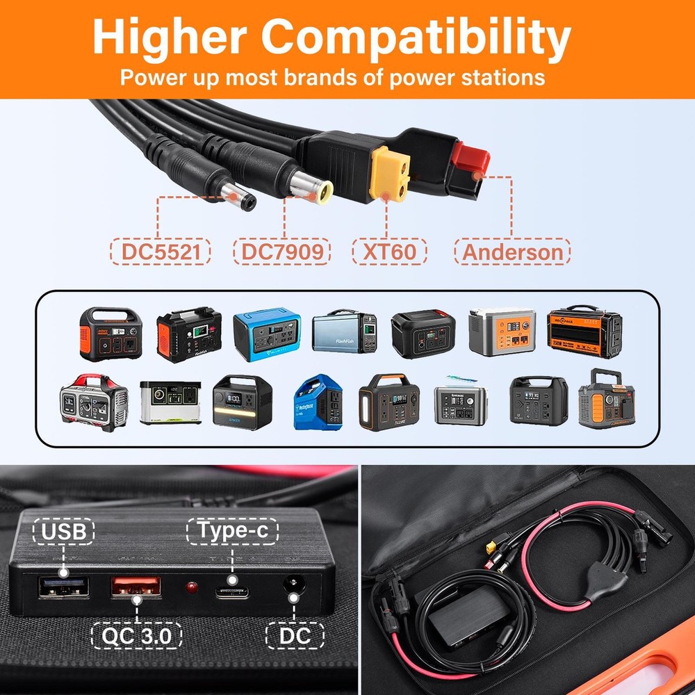 200W Portable Solar Panel 24% Efficiency Foldable Solar Panel