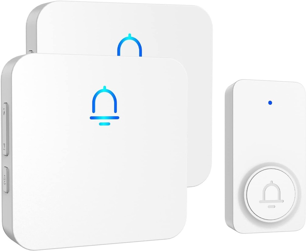 Easy Install Wireless Doorbell, Adjustable Volume, White