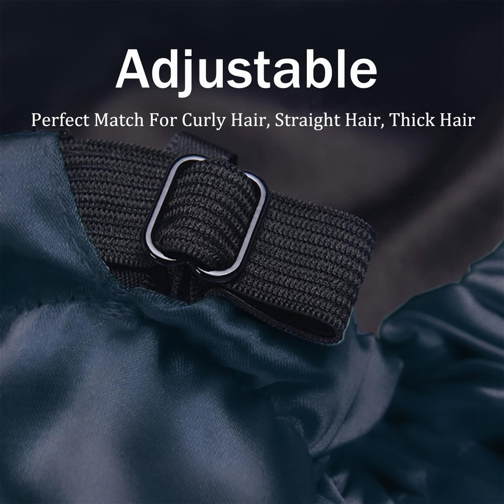 Shower Cap,100% Real Satin Lined Caps,Extra Large Cap Navy blue