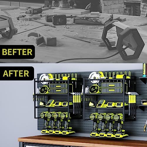 Power Tool Organizer,4 Layer Drill Holders Wall New 1 Pack Black-1Pack