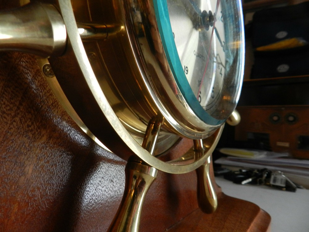 Brass Clock Ship's Time (Quartz) Mounted