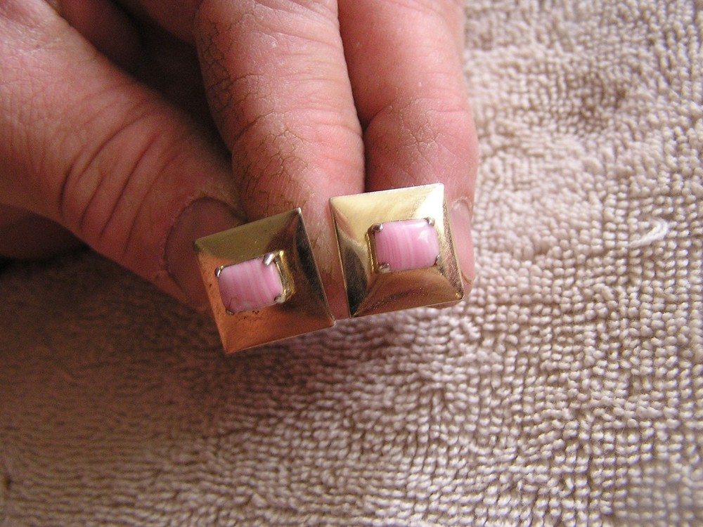 Vintage Cufflinks Pink Stones