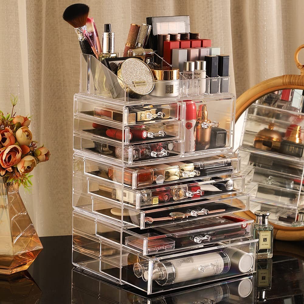 Cq Arcrylic Clear Makeup Organizer and Storage Large Size 9 Drawers
