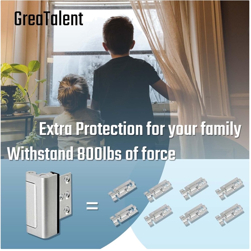 Home Security Door Reinforcement Lock 3-Pack, Childproof