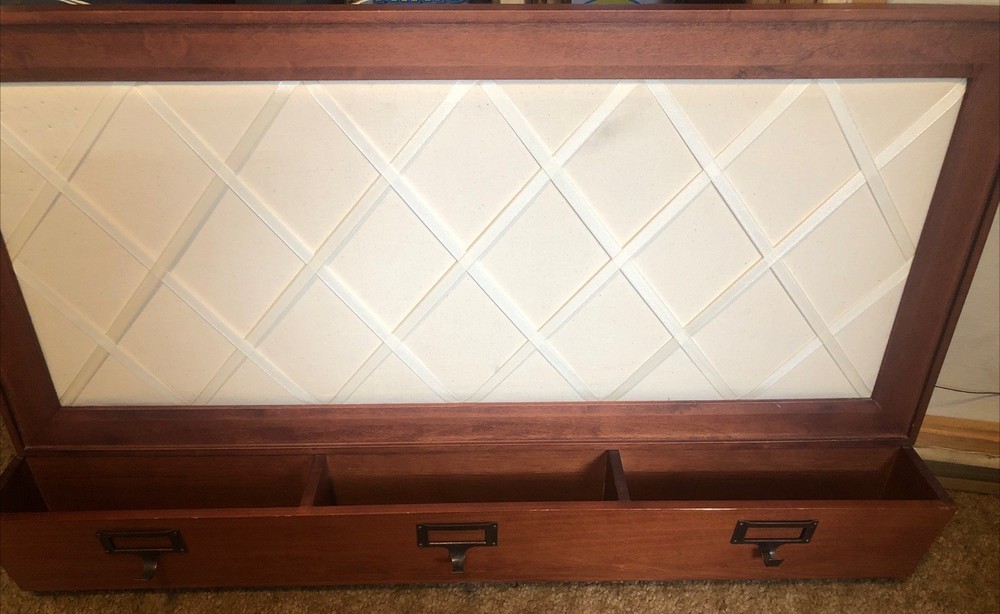 POTTERY BARN SOLID WOOD FRAMED WALL Hang MESSAGE BOARD w/STORAGE Organization