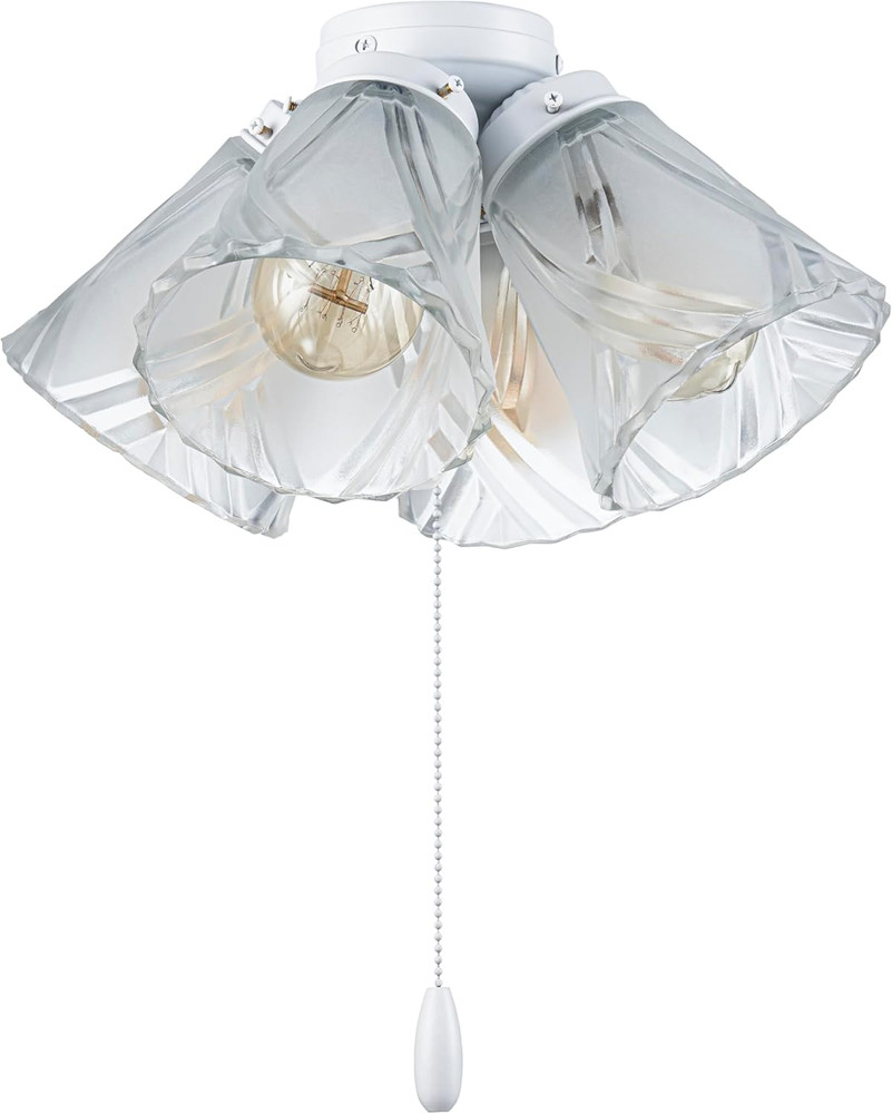 22018-3, Four-Light Ceiling Fan Light Kit with Pull Chain, Matte White Finish wi