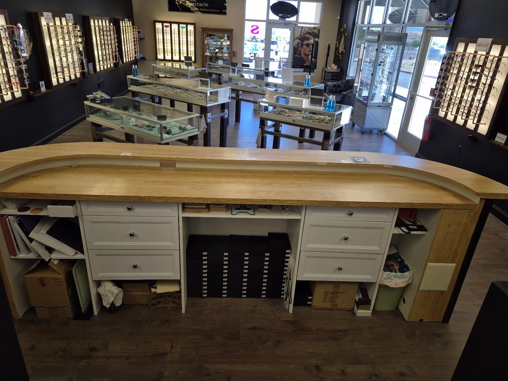 Front Desk/Reception/Checkout Counter - Custom Made - Wired for Electric Outlets