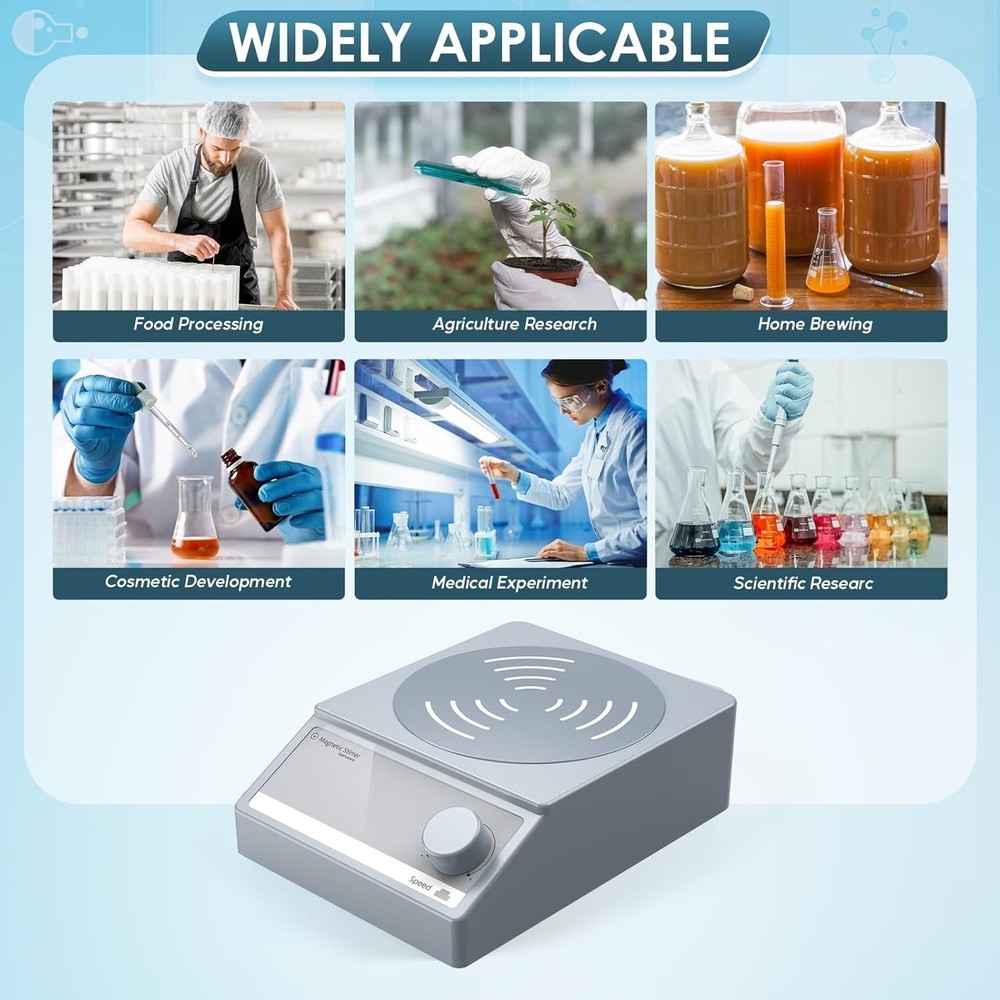 Compact Magnetic Stir Plate with 8 Stir Bars - Perfect for Brewing & Experiments
