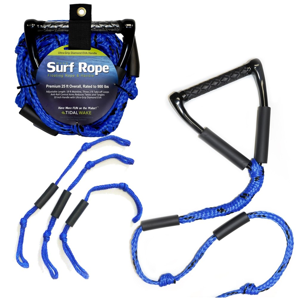 Tidal Wake PRO Wakesurf Rope – Floating, Tangle-Free, 19-25’ Adjustable Lengt...