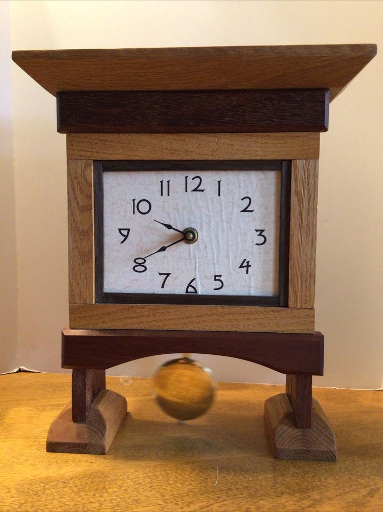 Beautiful Handcrafted Wood Pendulum Shelf Clock Signed