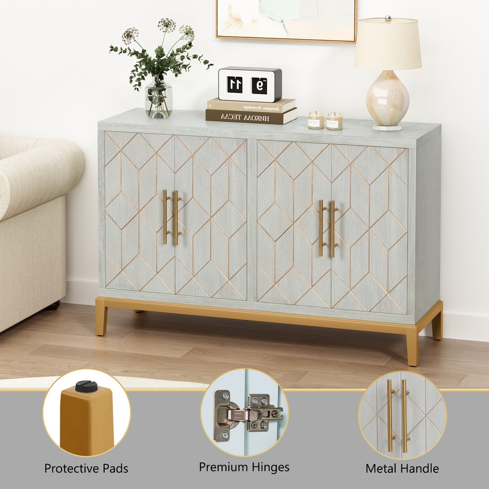 Storage Sideboard Cabinet with 4 Doors Modern Kitchen Buffet Cabinet Green