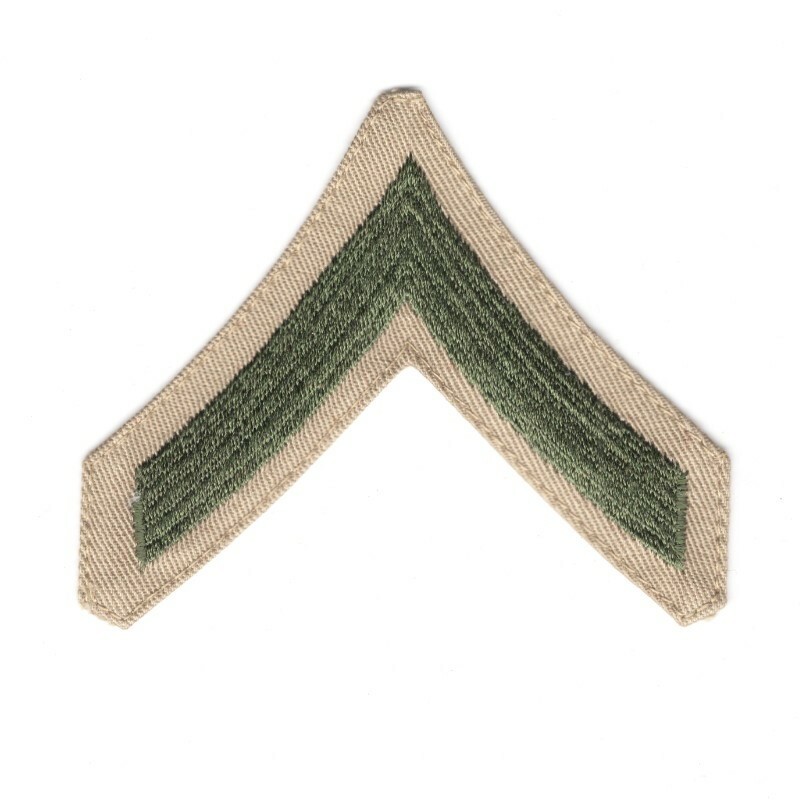 USMC Marine Corps Rank Chevron: Private First Class, single - khaki