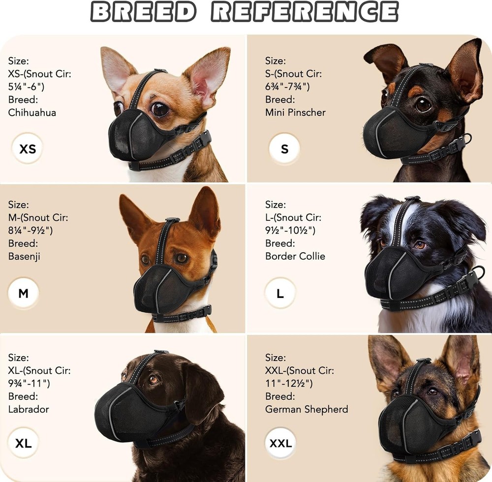 Soft Nylon Dog Muzzle with Reflective Edges - Secure Fit for Training & Grooming
