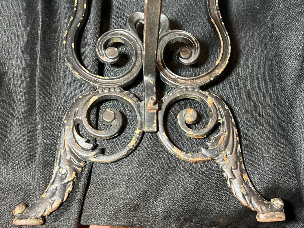 Antique Old Cast Iron Vanity Dressing Table Rectangular Bench Cloth Tapestry Top
