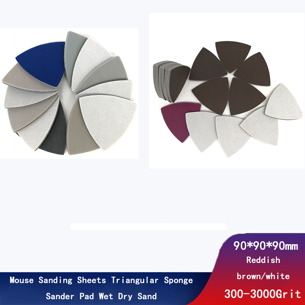 300-3000Grit 90mm Mouse Sanding Sheets Triangular Sponge Sander Pad Wet Dry Sand