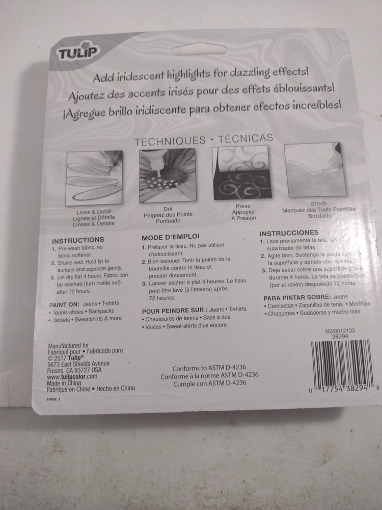 Tulip Dimensional Fabric Paint 6/Pkg-Iridescent. D5