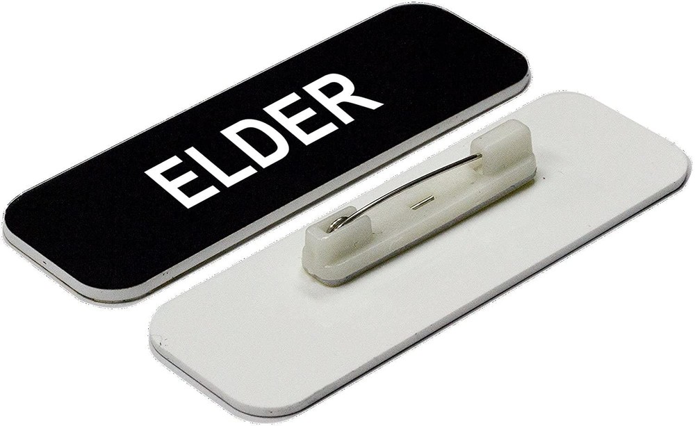 Elder 1 x 3 Name Tag Black 10 Pack