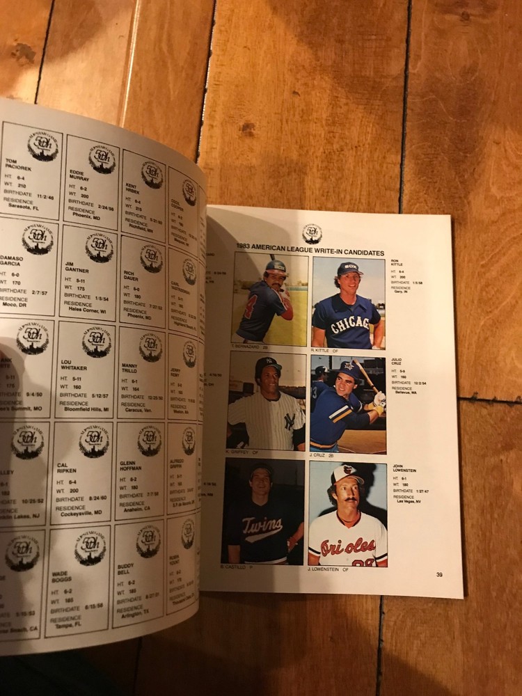 1983 ALL STAR GAME Program Comiskey Park White Sox MINT From Case Uncut cards !!