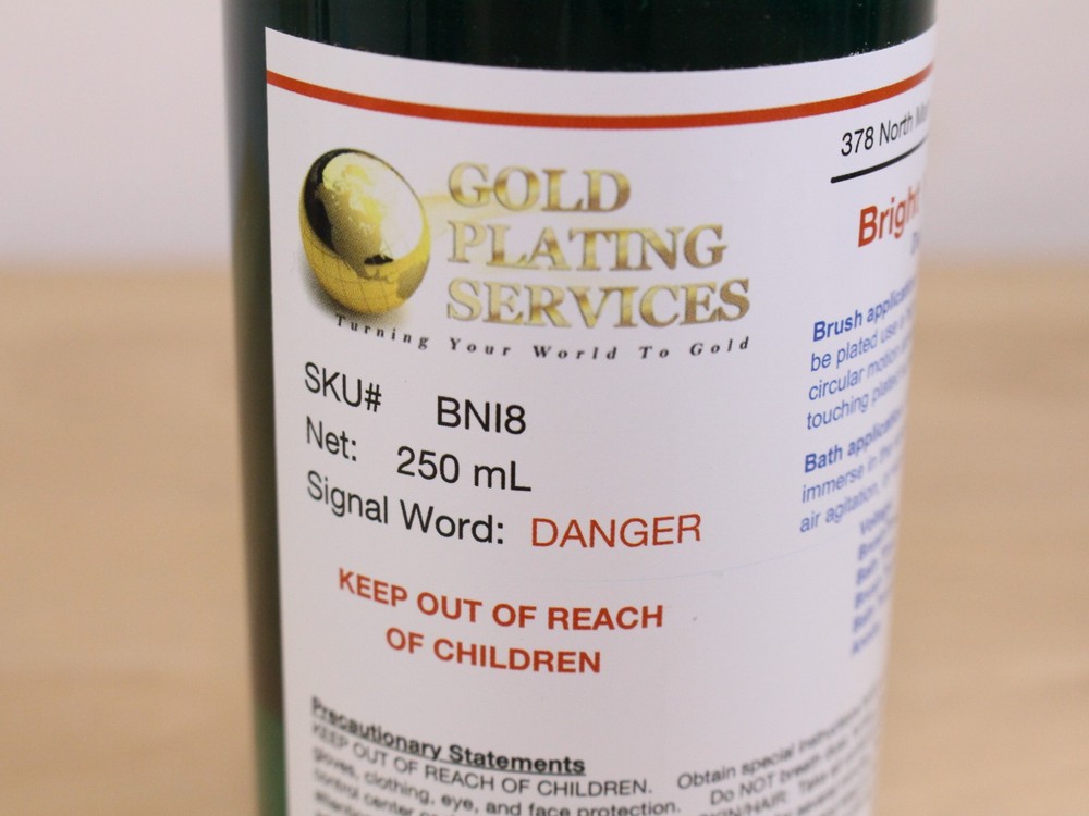Bright Nickel Plating Solution 250mL by Gold Plating Services