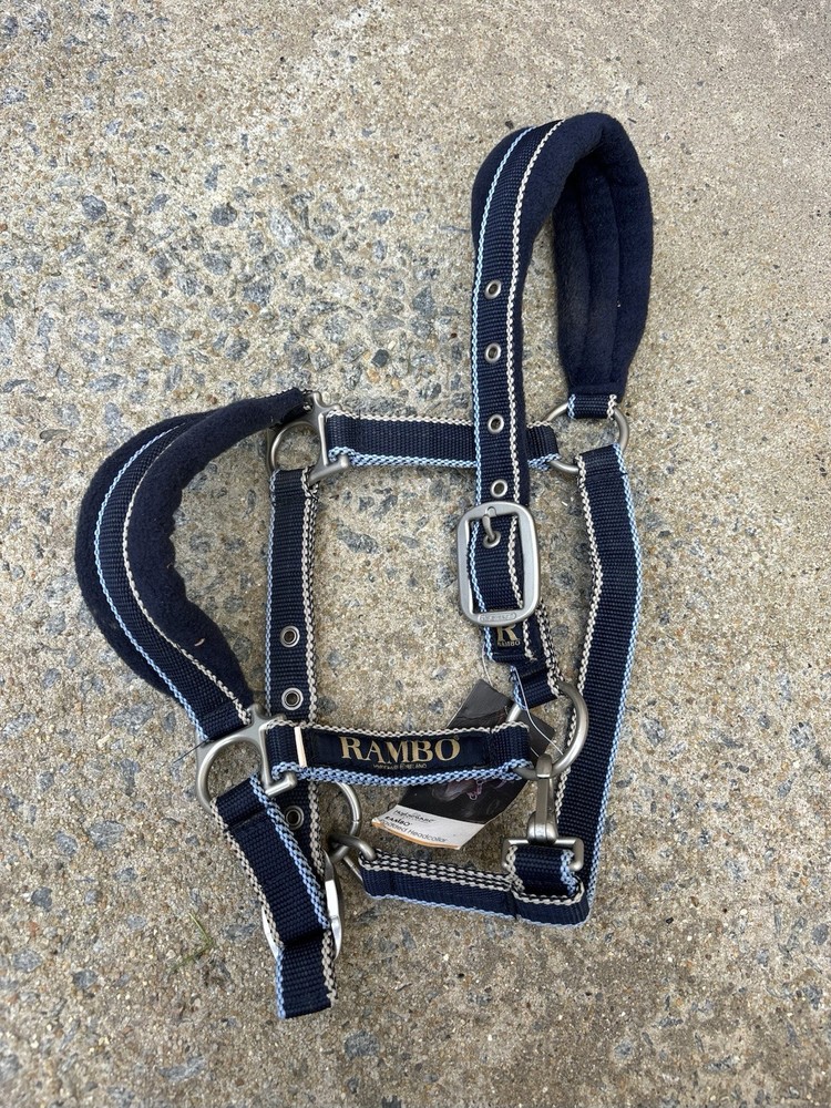 Size Pony Rambo Padded Halter - Navy Blue