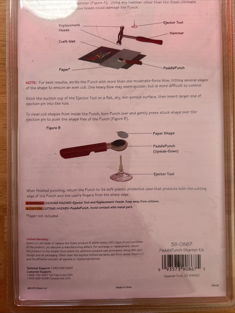 Sizzix Paddle Punch Starter Kit #38-0867 Scrapbooking Tools