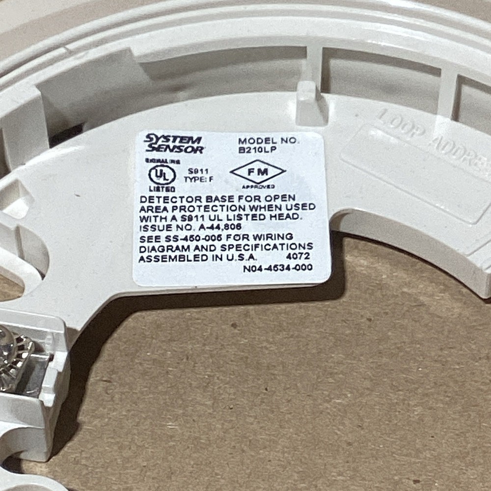 System Sensor B210LP Smoke Detector Ceiling Mount Base, NOS