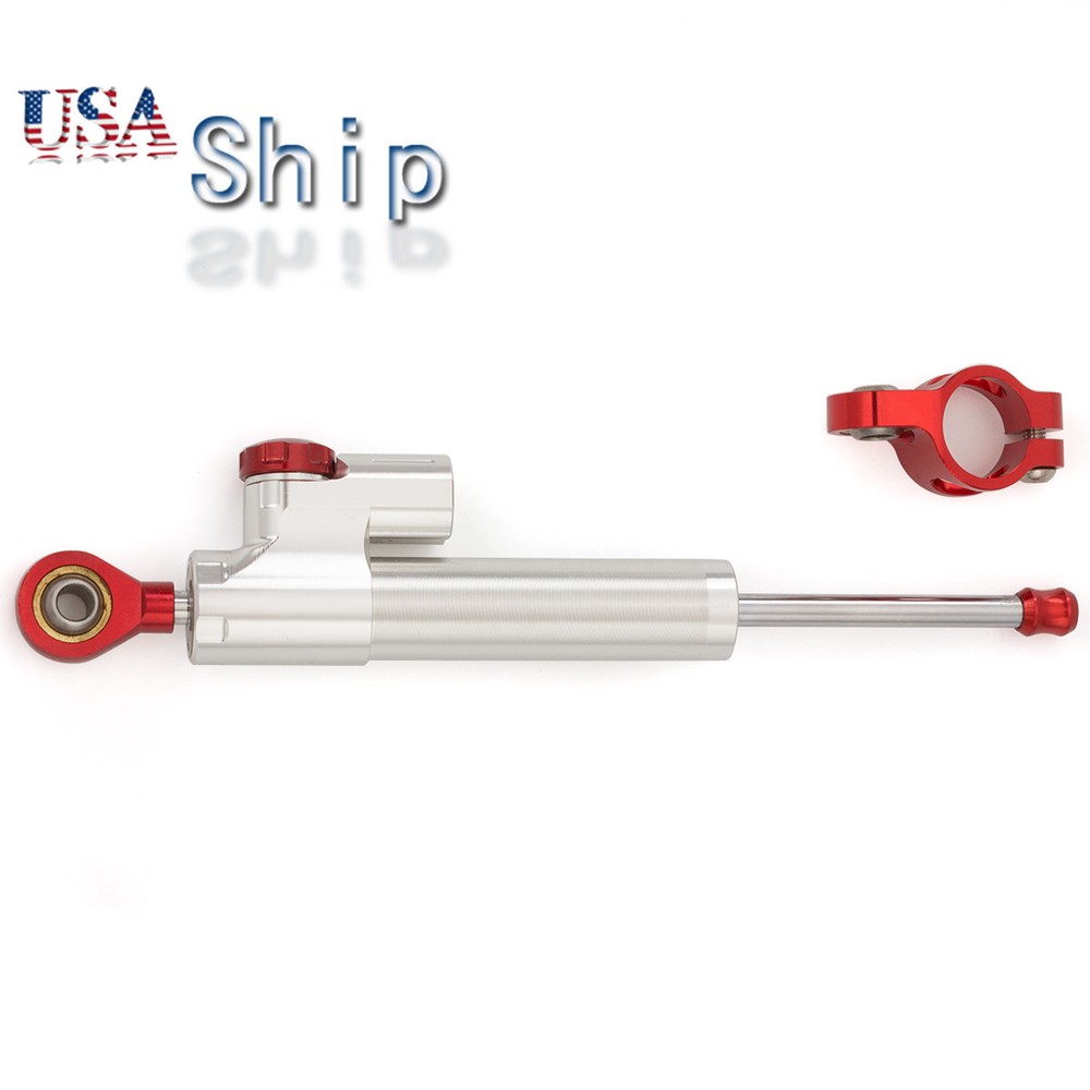 CNC Steering Stabilizer Damper Linear Reversed For CB1300 CB1000R Silver&Red x1