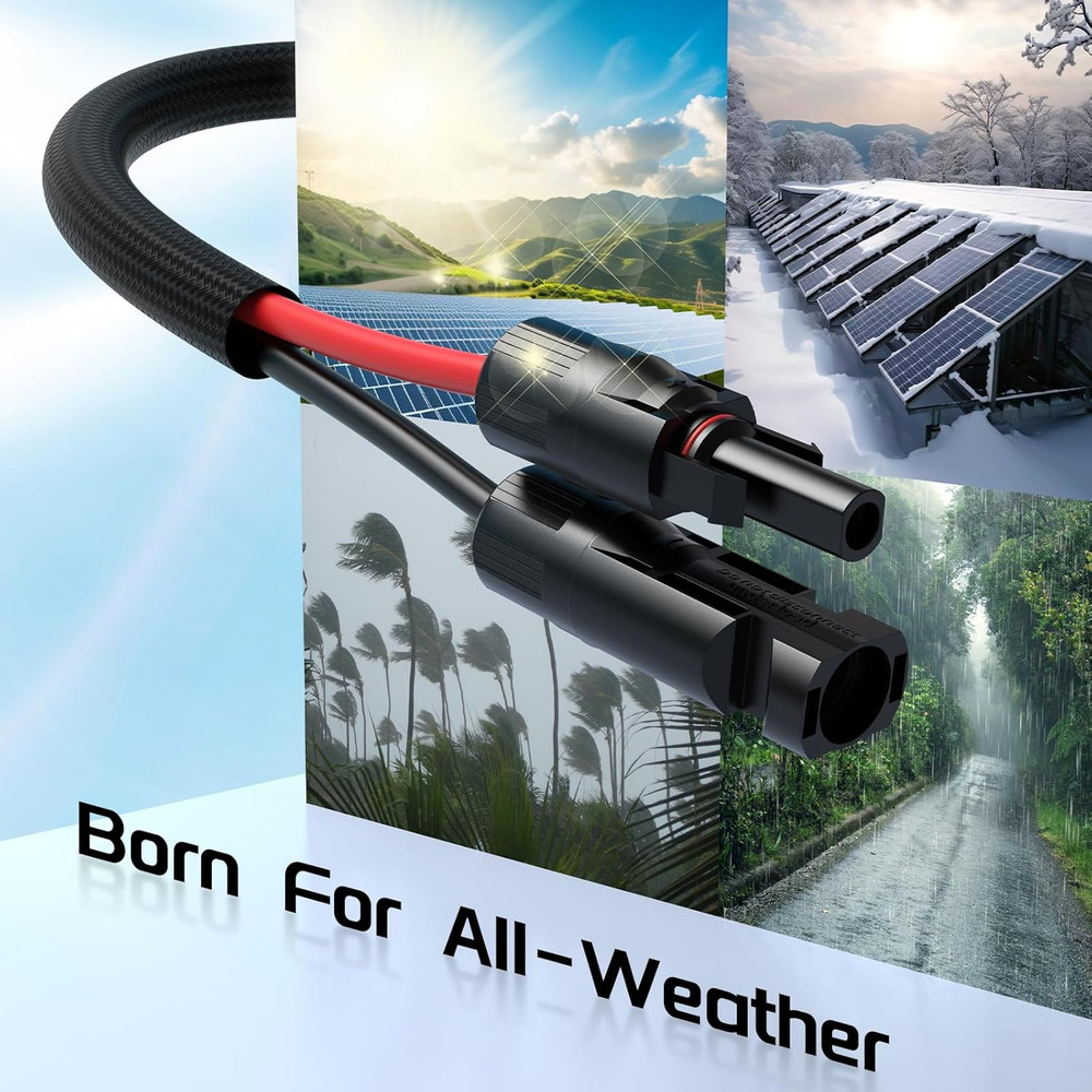 10AWG 30FT Solar Panel Extension Cable, Flame Retardant Protective Sleeving, Twi