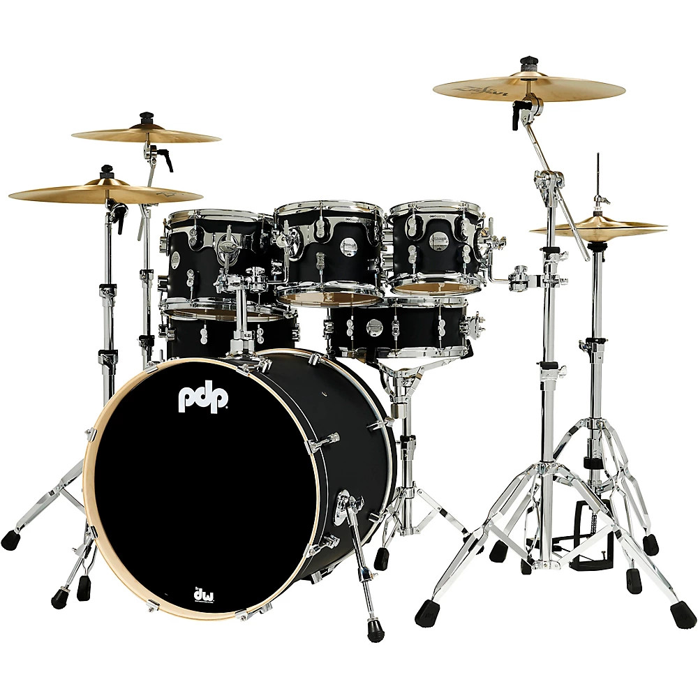 PDP by DW Concept Maple 7-Piece Shell Pack with Chrome Hardware Satin Black