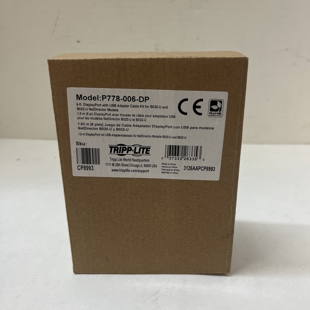 Tripp Lite 6ft DisplayPort With USB Adapter Cable Kit P778006DP