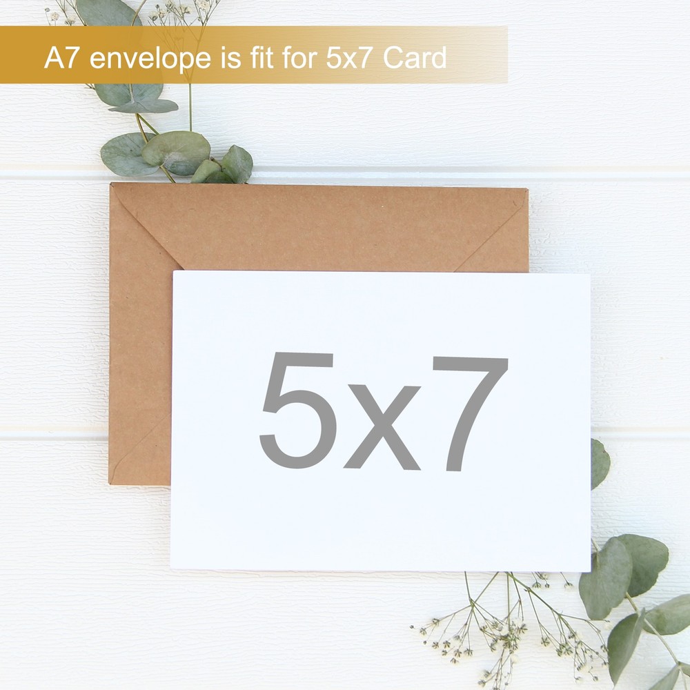 120 Pack A7 Envelope, 5x7 Card Round Edge Envelope with Gold Border, White