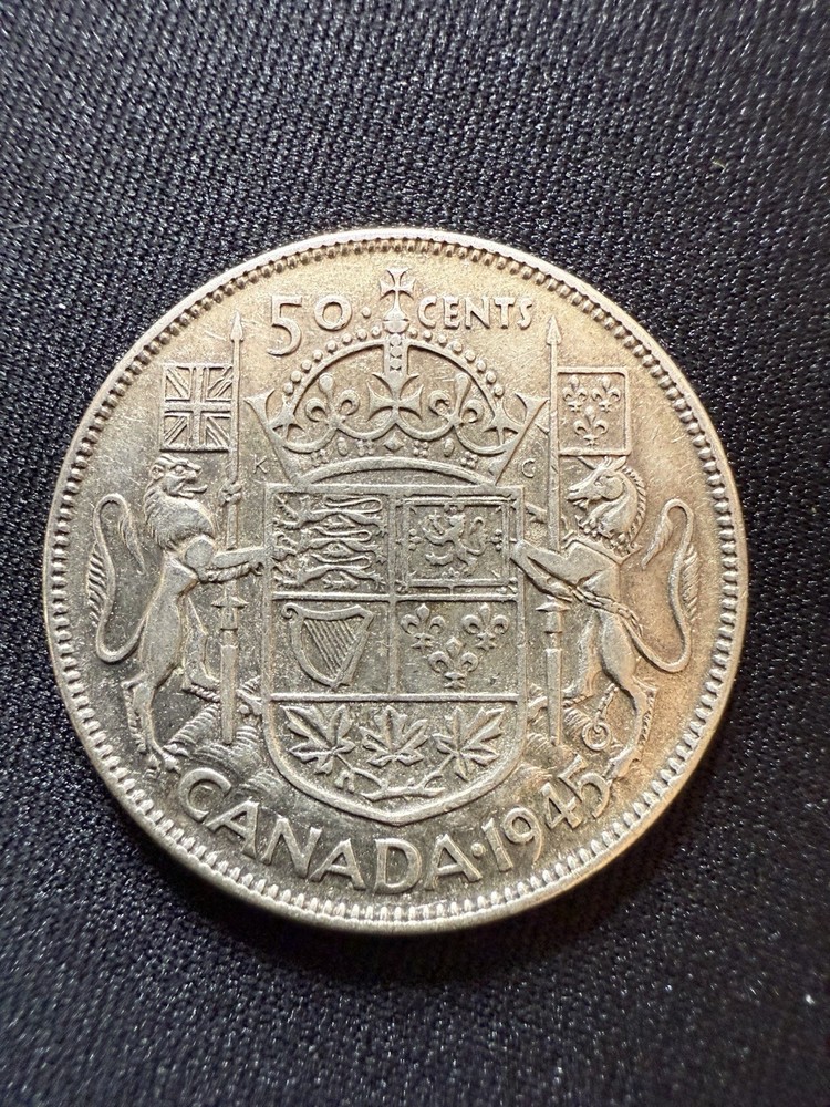 1945 Canada 50 Cents Silver Coin