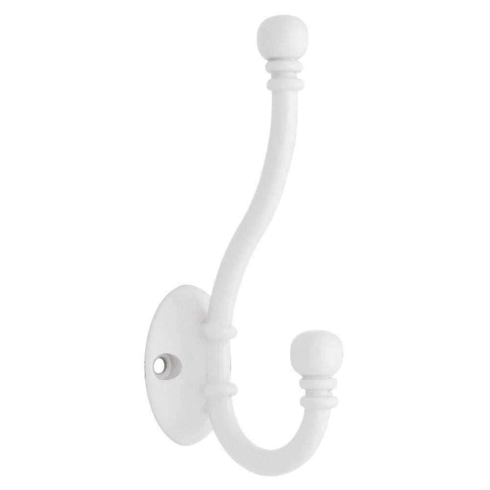 White Ball End Coat Hook - 5-1/8"