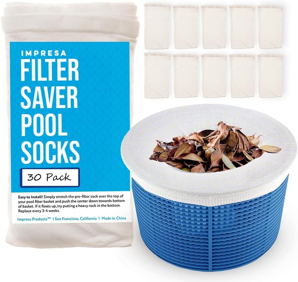 30 Pack Pool Spa Skimmer Basket Pre-Filter Saver Bag Fine Mesh Screen Socks