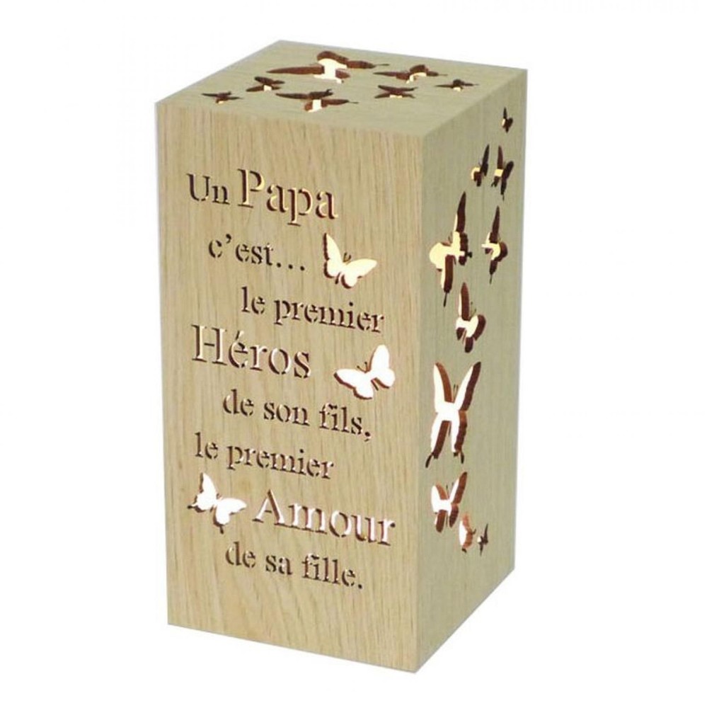 Rectangular With Butterflies And French Text Message -Papa Night Light