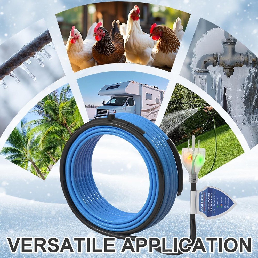 MAXKOSKO Dual Lights Heat Tape – Easy Installation