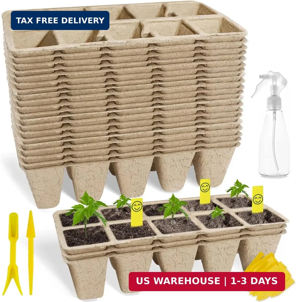 SYITCUN 200 Cells Seed Starter Tray, 20 Pack Biodegradable Seed Starter Kit, Pea