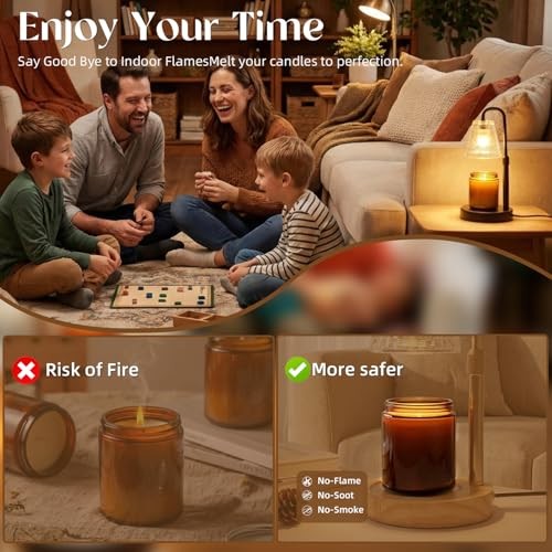 2 Pack Candle Warmer Lamp with Timer,Dimmable Adjustable Height Black 2 Pack