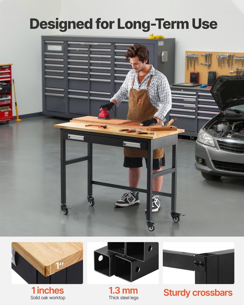 48-inch Workbench, 1500 lbs Load Capacity, Garage Workbench with Drawer Storage