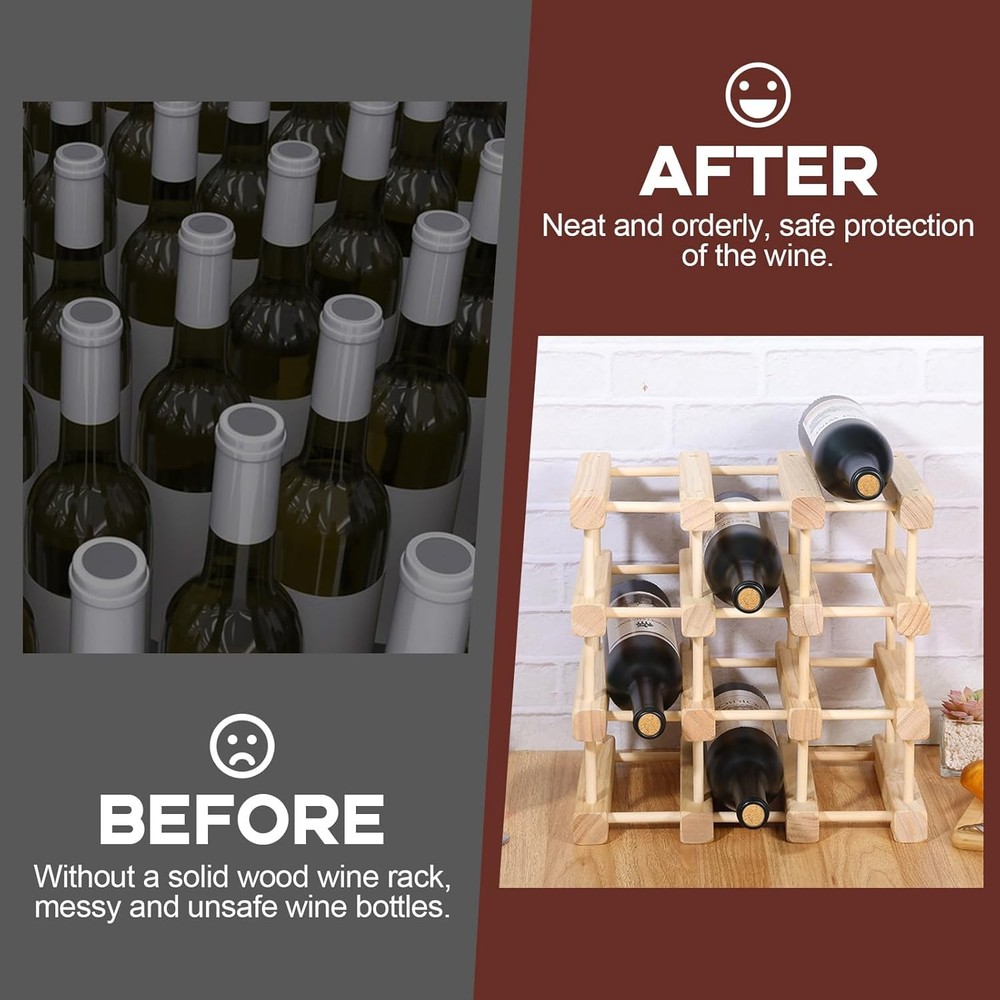 Wooden Wine Rack 12-Bottle Stackable Solid Wood Wine Rack Stackable Modular Wine