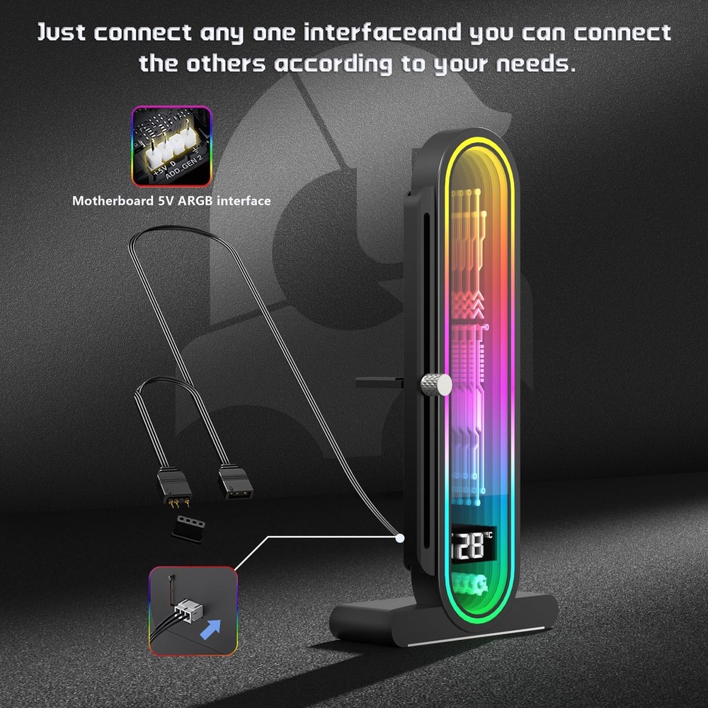 TGDGAMER ARGB GPU Support Bracket with Temperature Display（Ambient Case...