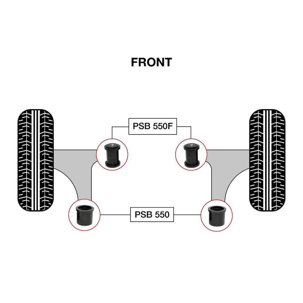 4 x Honda CR-V (07-11) PSB Poly Front Lower Arm – Front & Rear Bushing Kit