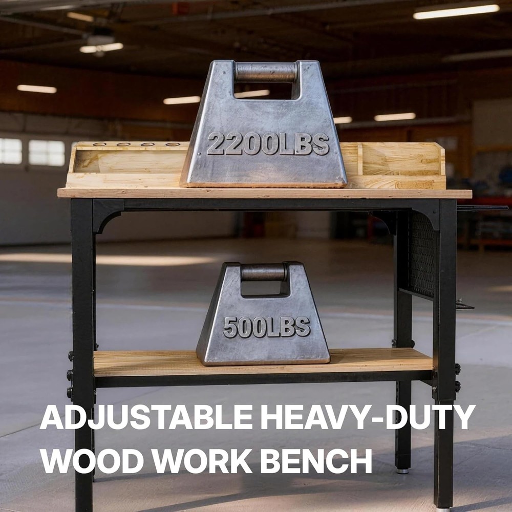 Workbench Adjustable Height Heavy Duty Work Bench with Storage, 2200 LBS Load...